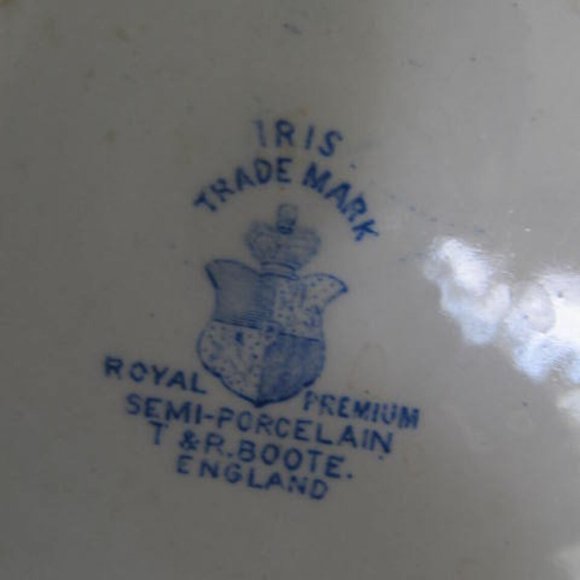 victorian Antique Blue Transferware Ironstone Chamber Pot T&R Boote Iris Pattern - Picture 7 of 7